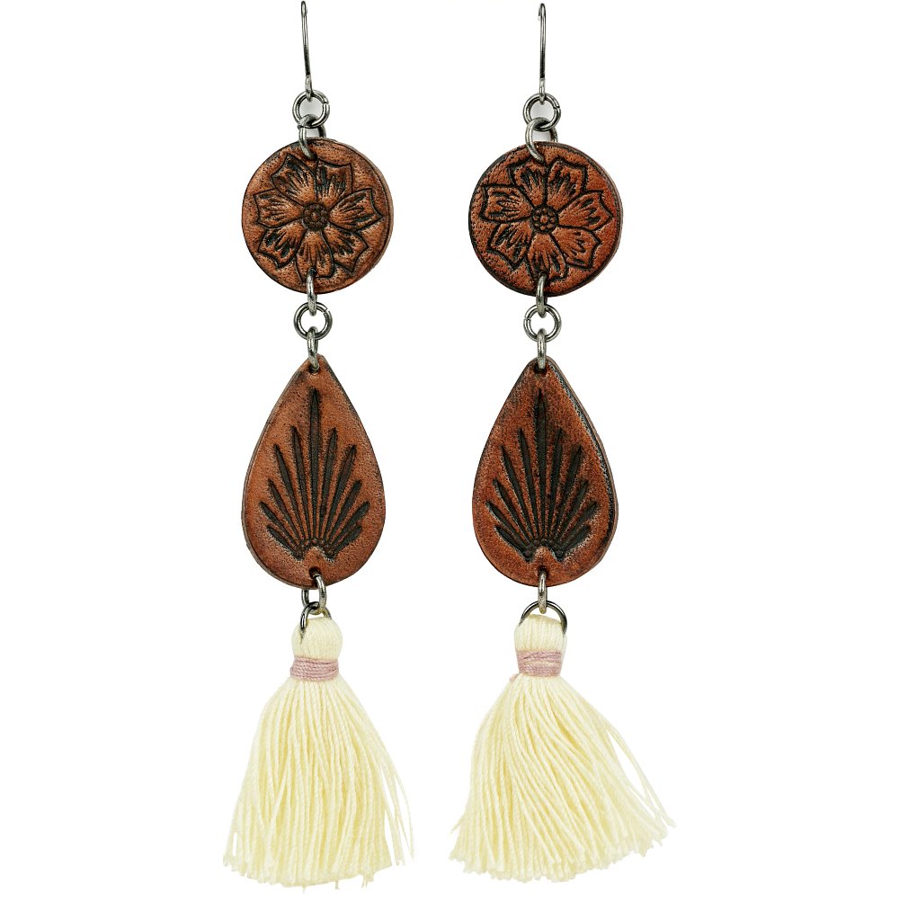 Justin Women's Tooled Leather Earrings