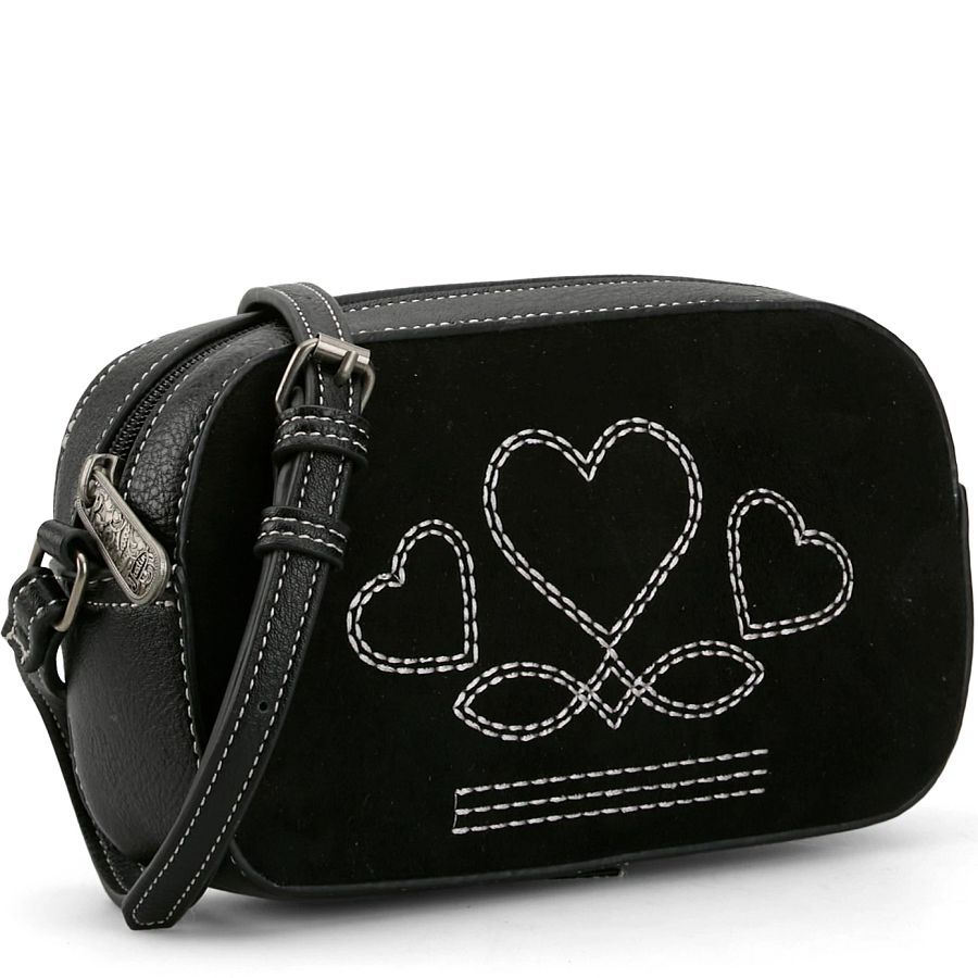 Justin Ladies Camera Bag Black With Hear